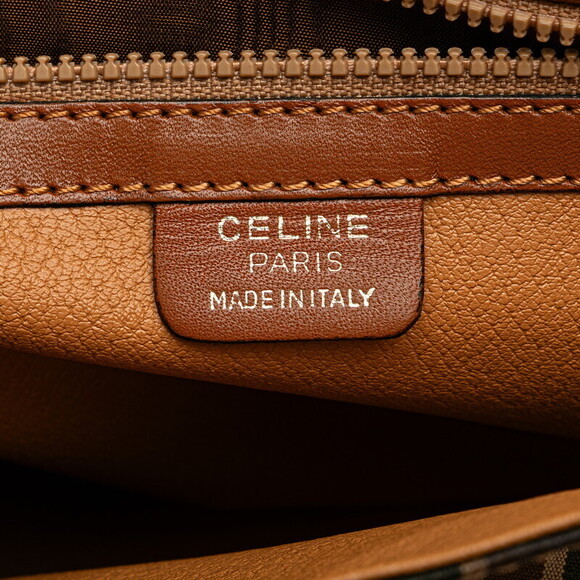 Celine Triomphe Striped Shoulder Bag Brown Green Canvas Leather - Picture 5 of 7